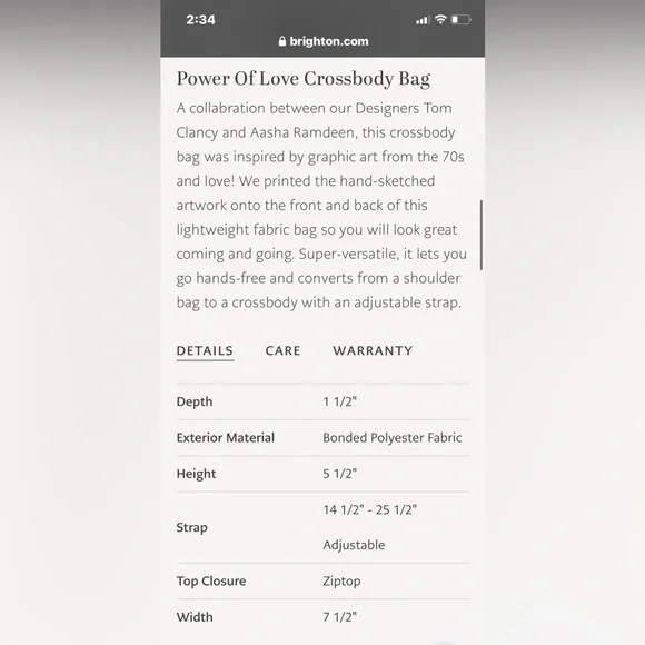 Brighton Power Of Love Convertible Graphic Crossbody/Shoulder Bag NWT - Picture 14 of 14